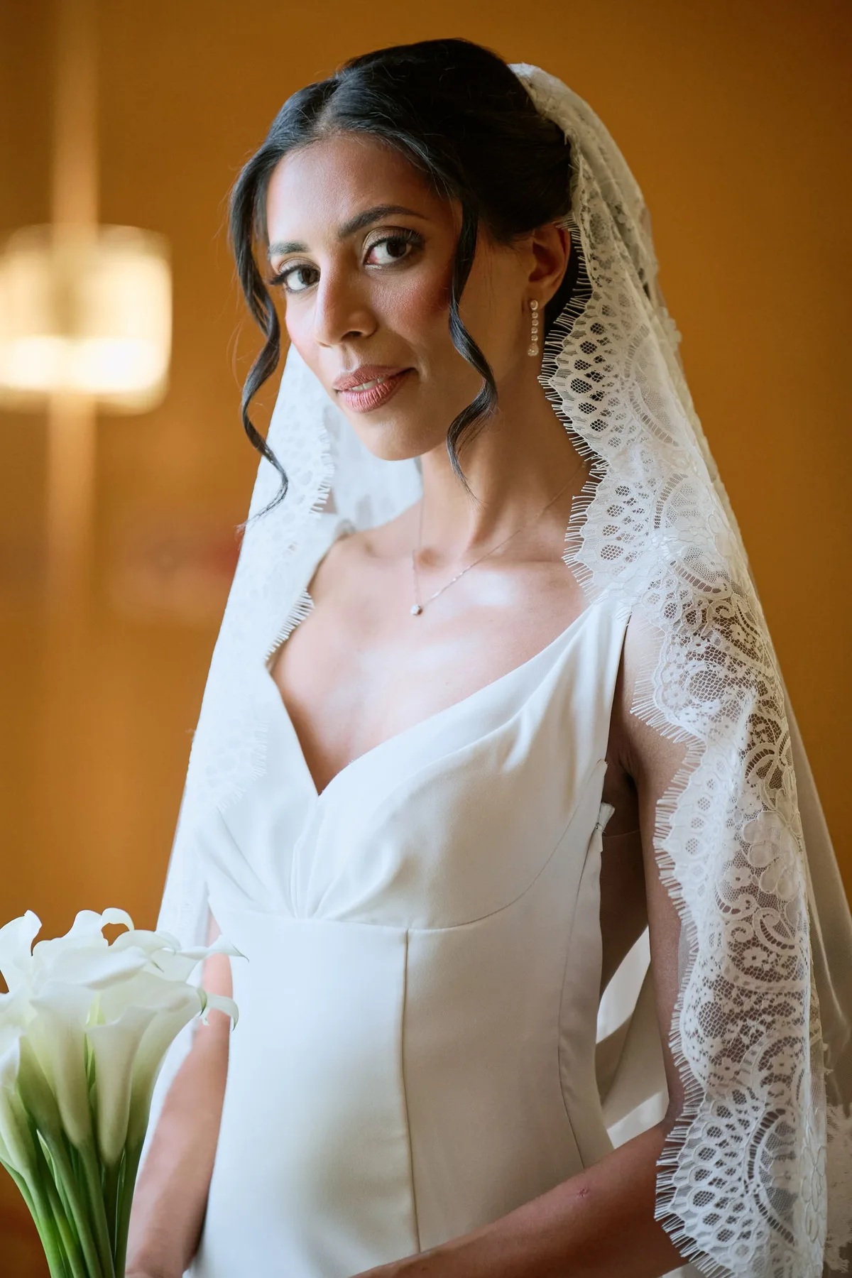 Portrait of Hanan in her lace veil