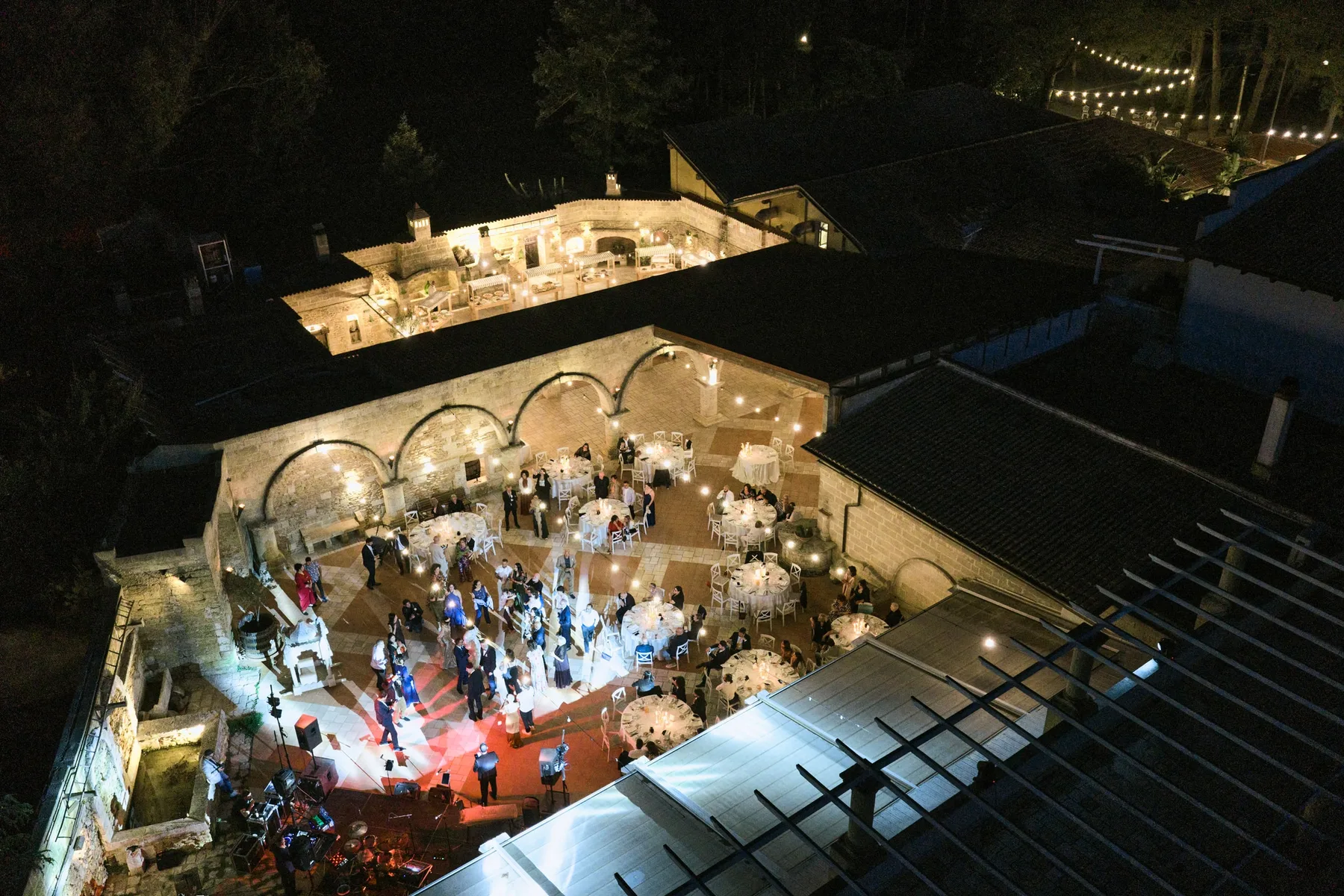 The party seen from the drone at night