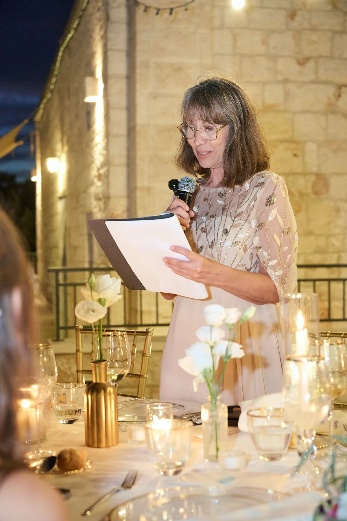 A speech during the candlelit dinner