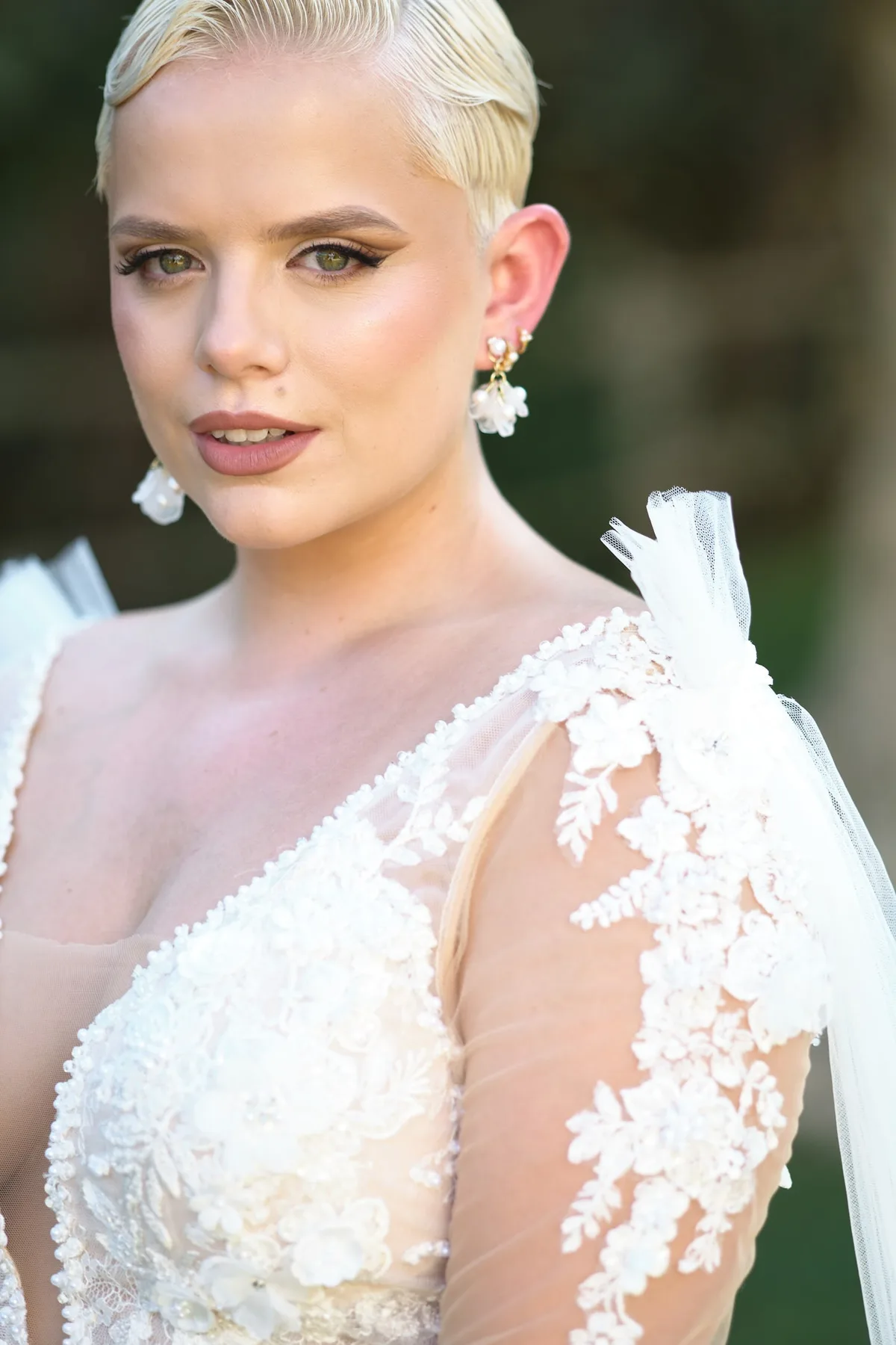 Portrait of Natasha in her lace gown