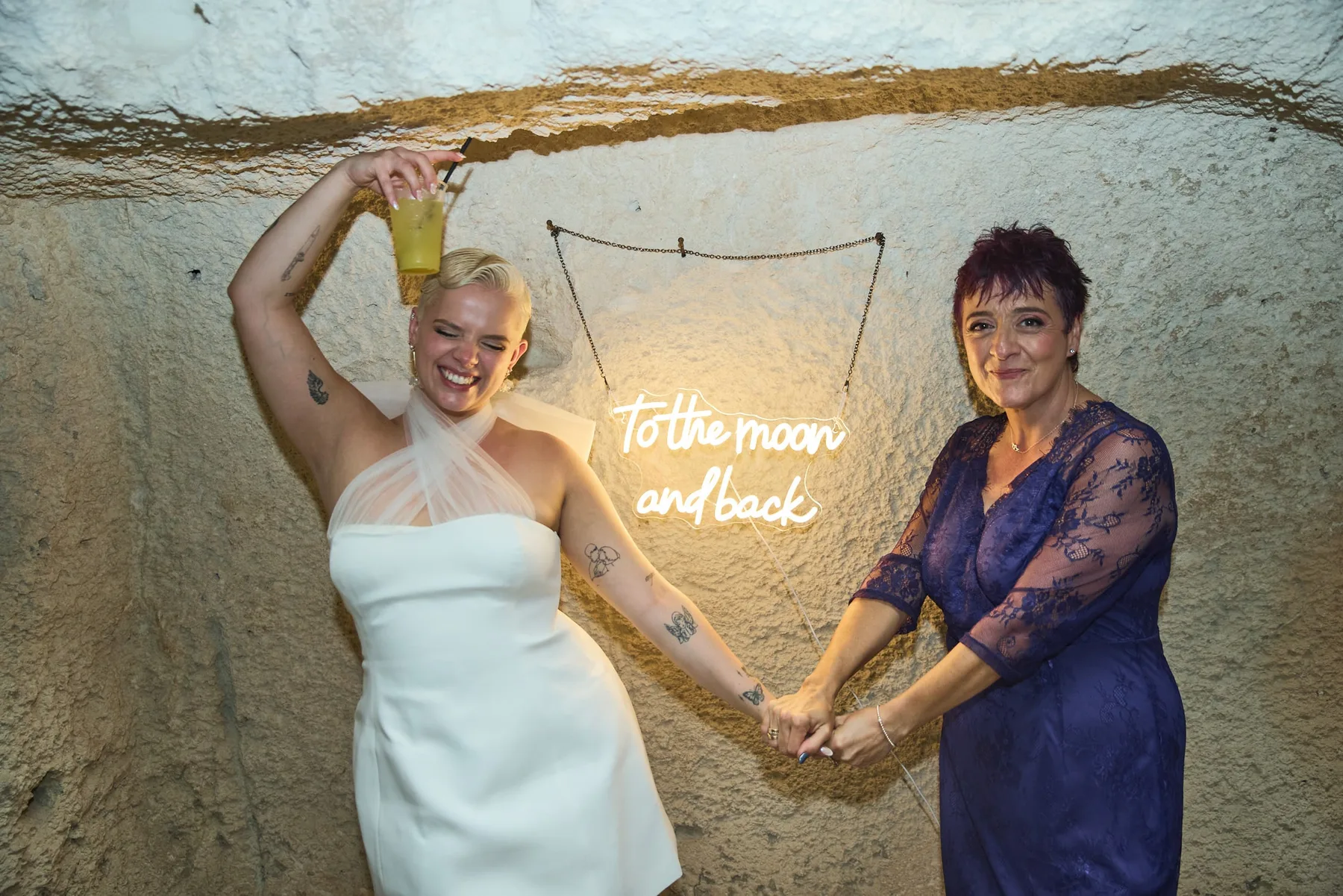 Natasha and her mum at the party in the cave