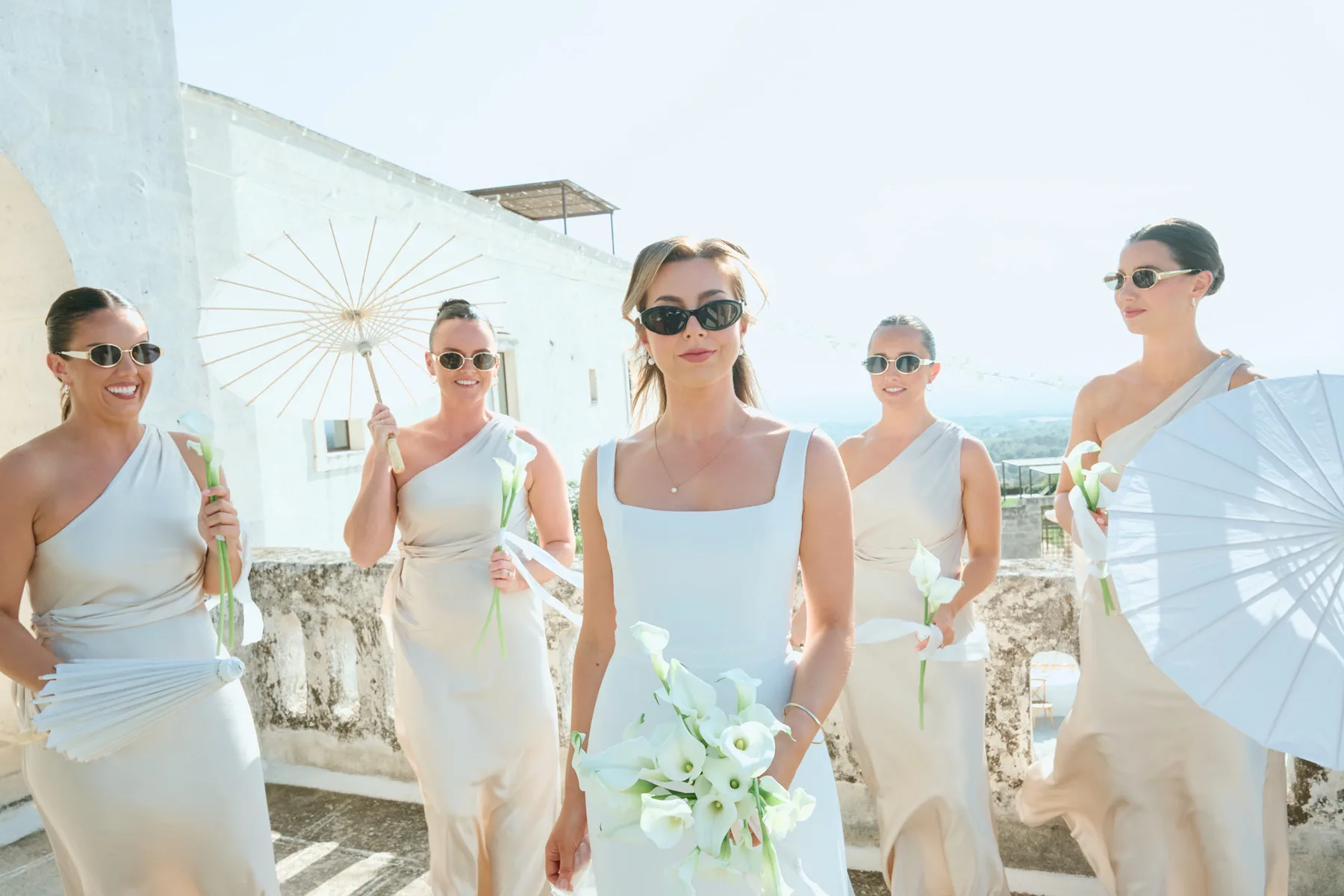 The bridesmaids in sunglasses