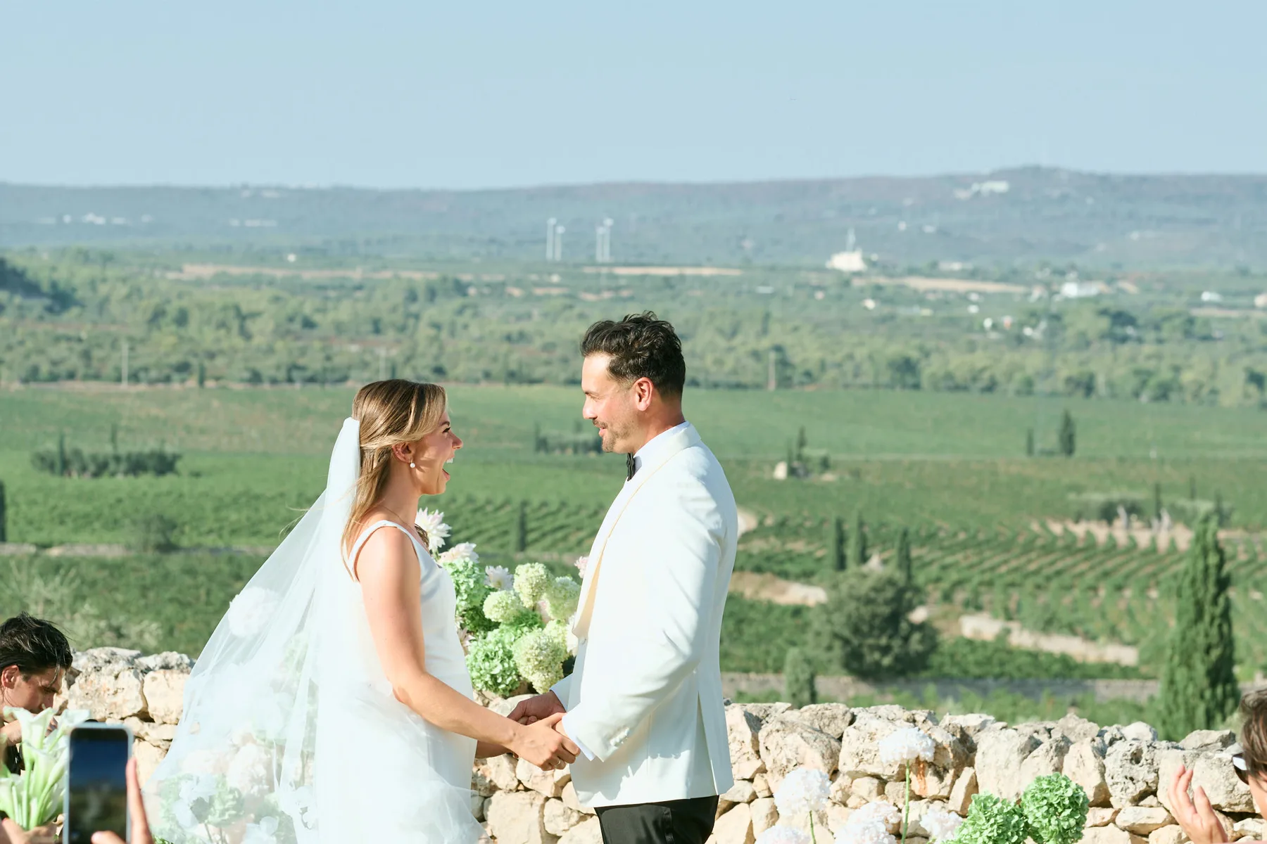 The vows with the countryside behind