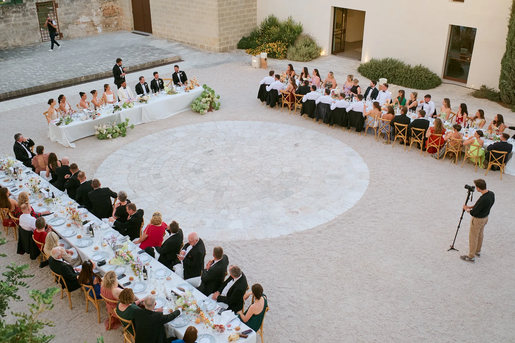 The reception tables seen from above